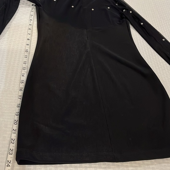 Carabella Black Dress. Sheer sleeves and back with scattered rhinestones. M - Picture 15 of 16